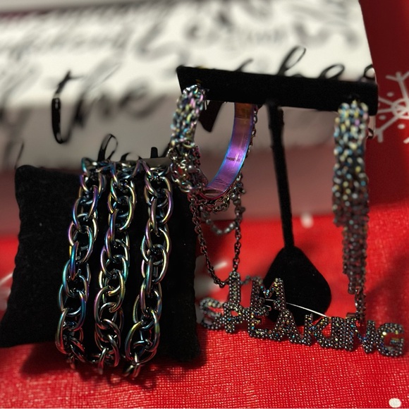 Sassy Jones “VP” Luxe Rainbow Chain Bracelet, Earring & Pin Set - Picture 6 of 7